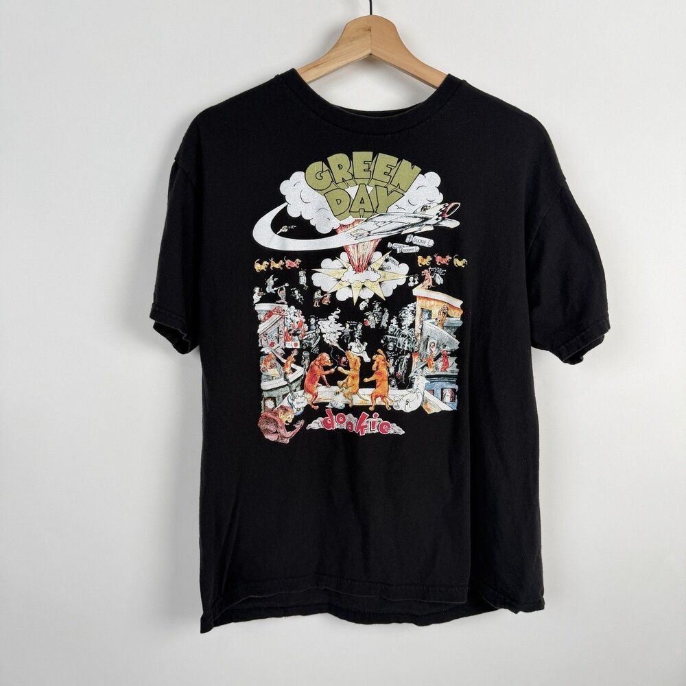 Green Day Dookie Black T Shirt Large Tee Y2K  Punk Rock Graphic Art Music Band